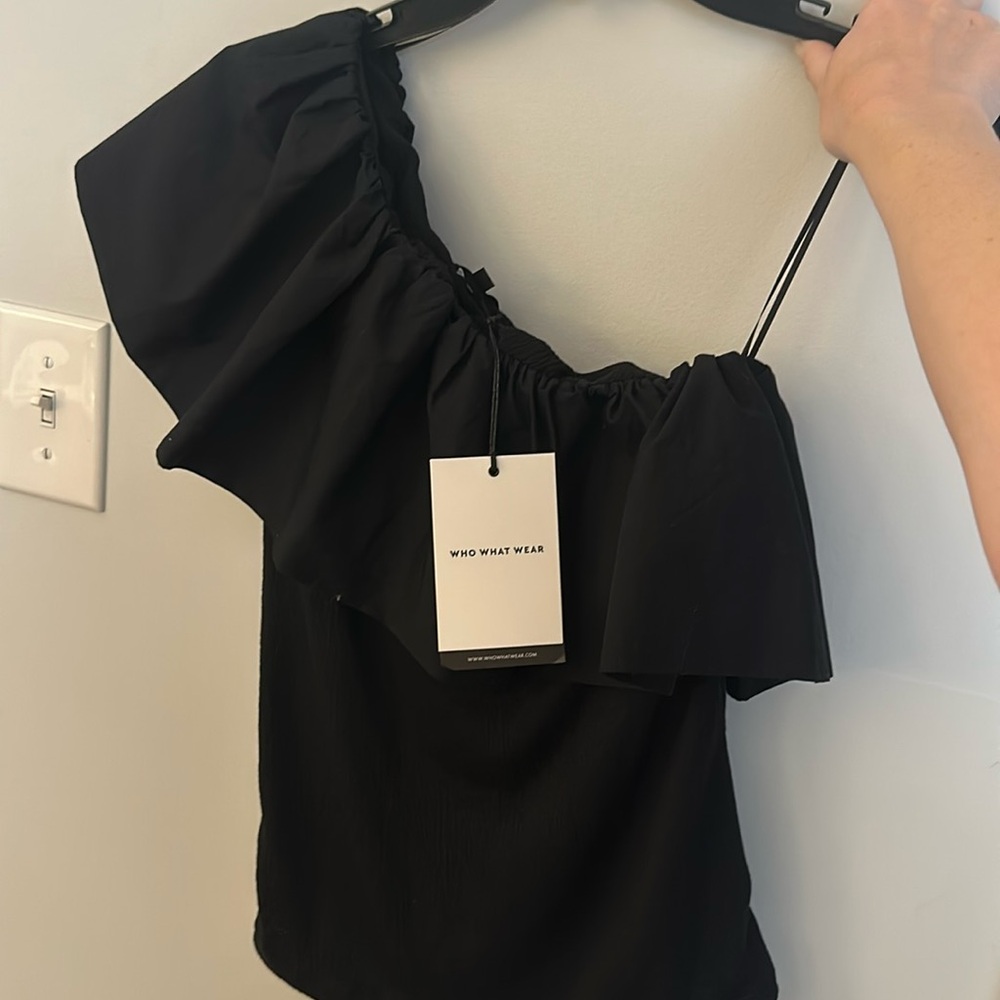 Black one shoulder top